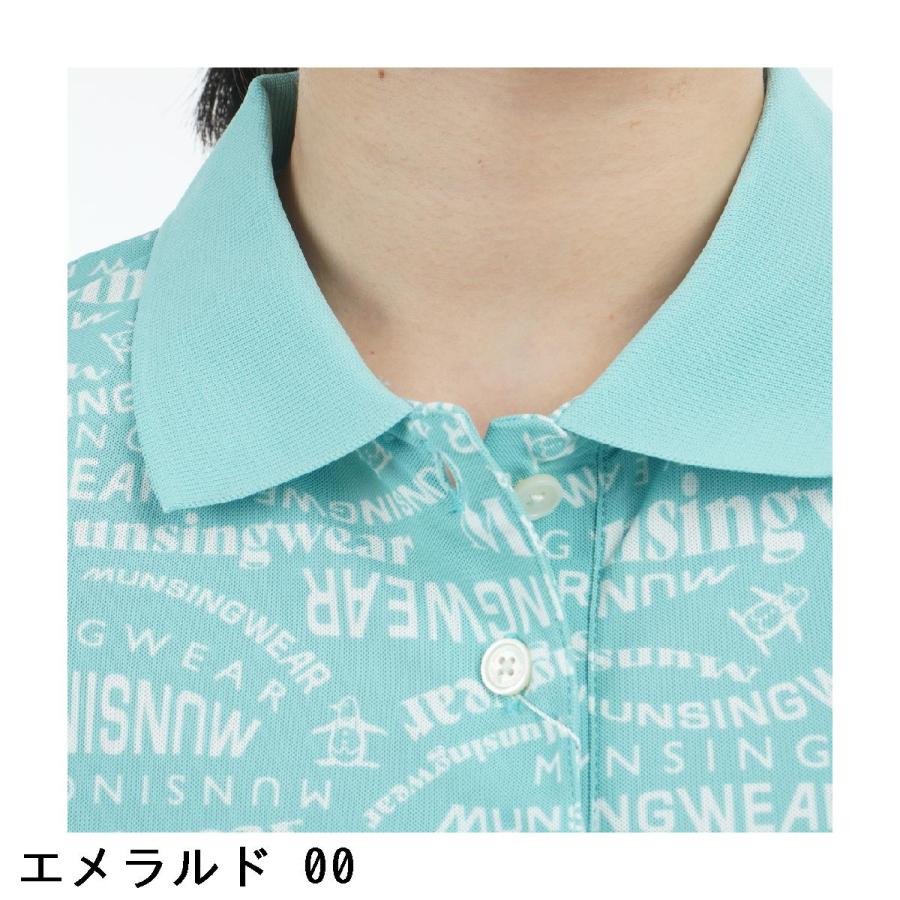 マンシングウェア Munsingwear SEASON COLLECTION SUNSCREEN ストレッチ マルチロゴ総柄プリント半袖ポロシャツ レディス_9