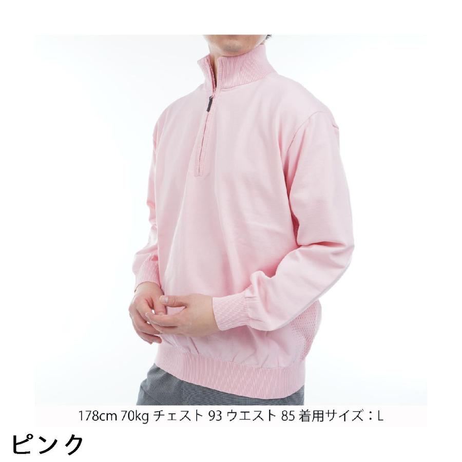 アンパスィ and per se \u0026 GOLF ストレッチ フレキシブライトニット長袖ハーフジップシャツの画像