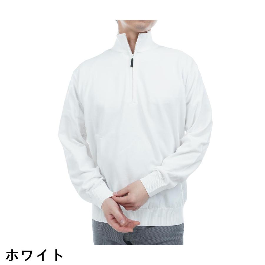アンパスィ and per se \u0026 GOLF ストレッチ フレキシブライトニット長袖ハーフジップシャツの画像