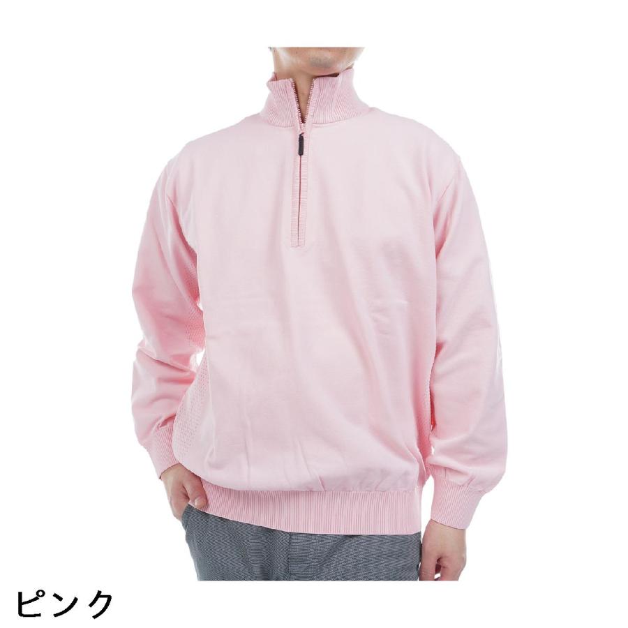 アンパスィ and per se \u0026 GOLF ストレッチ フレキシブライトニット長袖ハーフジップシャツの画像