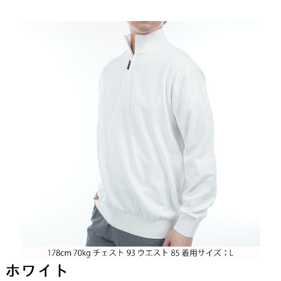 アンパスィ and per se \u0026 GOLF ストレッチ フレキシブライトニット長袖ハーフジップシャツの画像