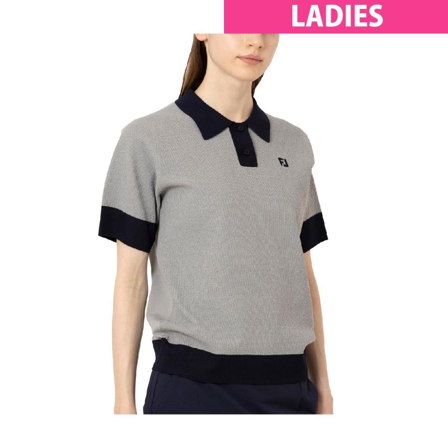 【フットジョイ】編地切替バイカラー半袖セーターポロ FootJoy フットジョイ Foot Joy ストレッチ 編地切替バイカラー半袖