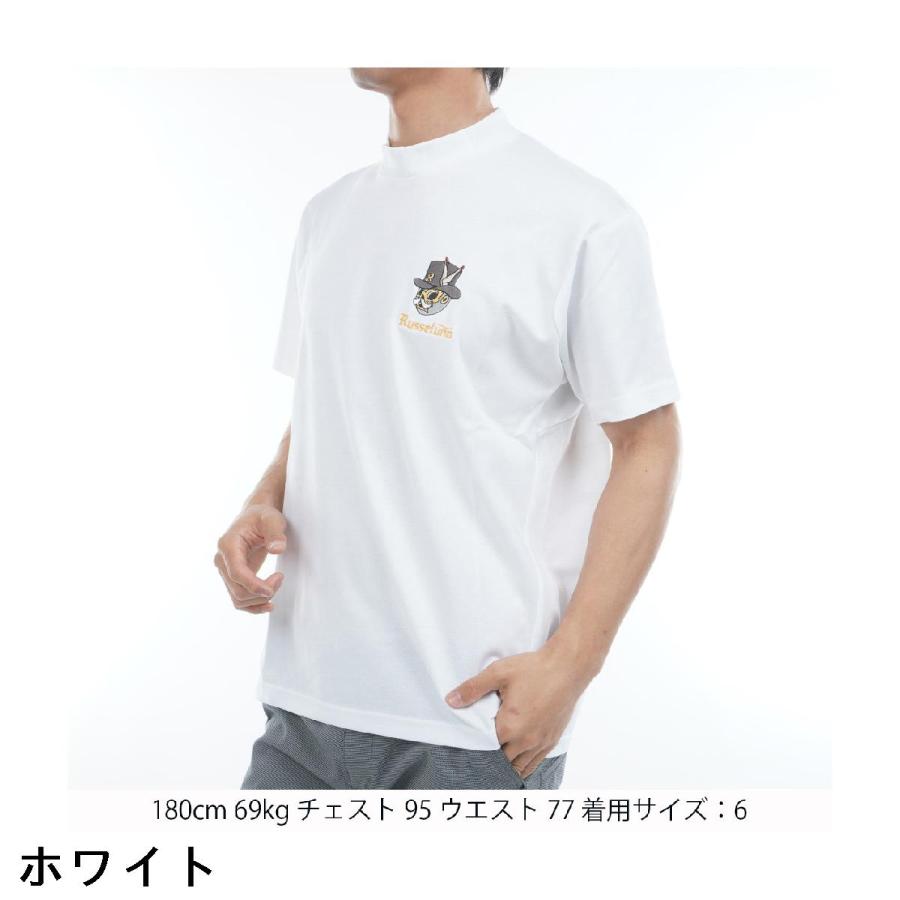 新品 ラッセルノ 半袖 モックネック サイズ4 ホワイト バックプリント ゴルフ 新品 ラッセルノ 半袖 モックネック サイズ4 ホワイト バックプリント