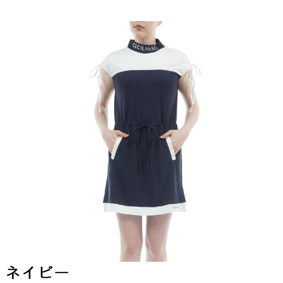 CECIL McBEE ゴルフ用ワンピース セシルマクビー グリーン CECIL McBEE green バイカラーモック