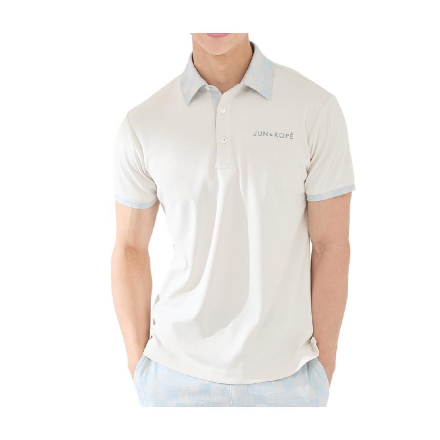 ジュン アンド ロペ　JUN & ROPE　チェッカージャカード衿 半袖ポロシャツ JUN&ROPE'（ジュンアンドロペ） ジュン アンド ロペ JUN & ROPE