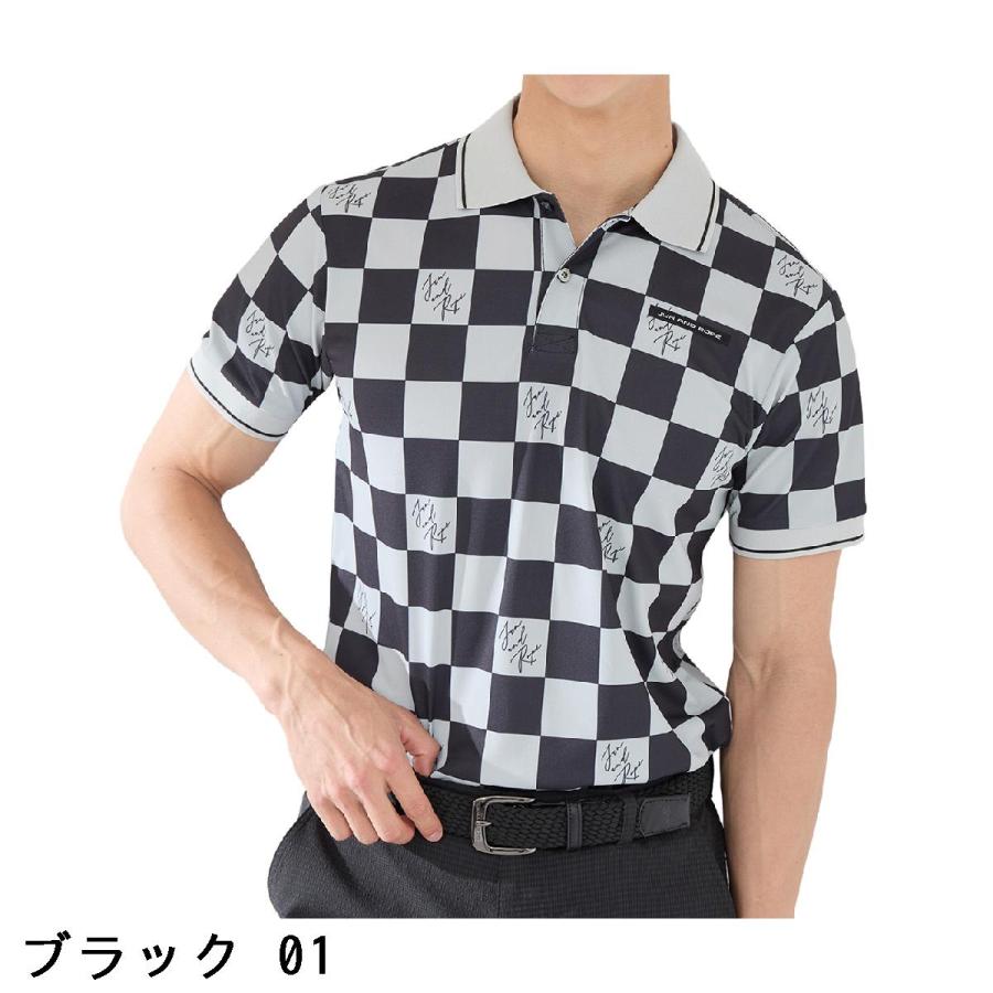 ジュン アンド ロペ　JUN & ROPE　チェッカープリント 半袖ポロシャツ JUN&ROPE' ジュン アンド ロペ JUN & ROPE チェッカープリント 半袖