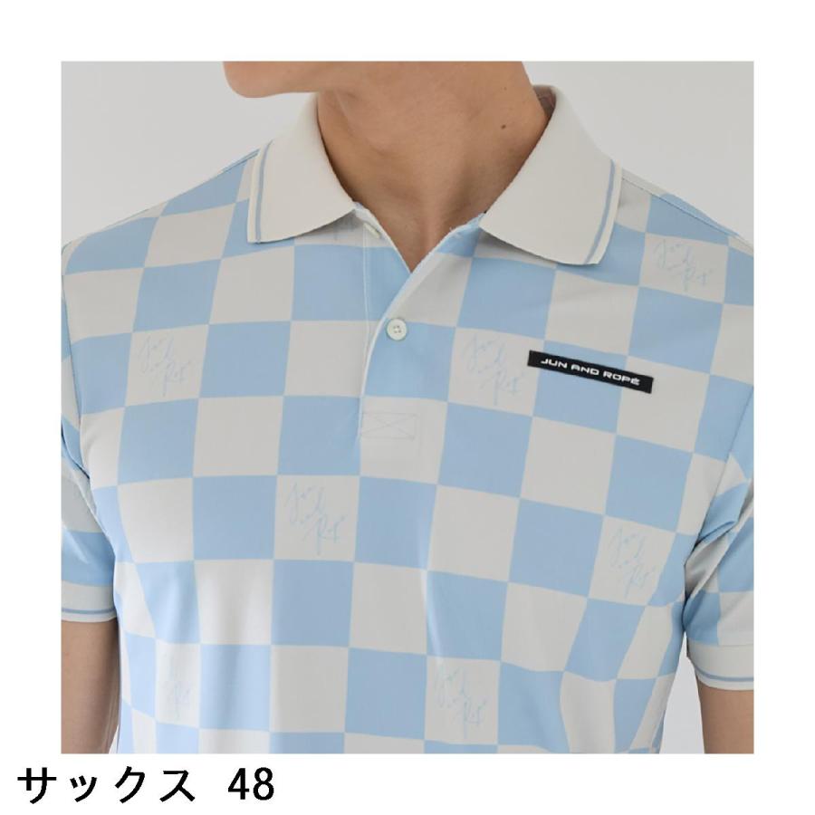 ジュン アンド ロペ　JUN & ROPE　チェッカープリント 半袖ポロシャツ JUN&ROPE' ジュン アンド ロペ JUN & ROPE チェッカープリント 半袖