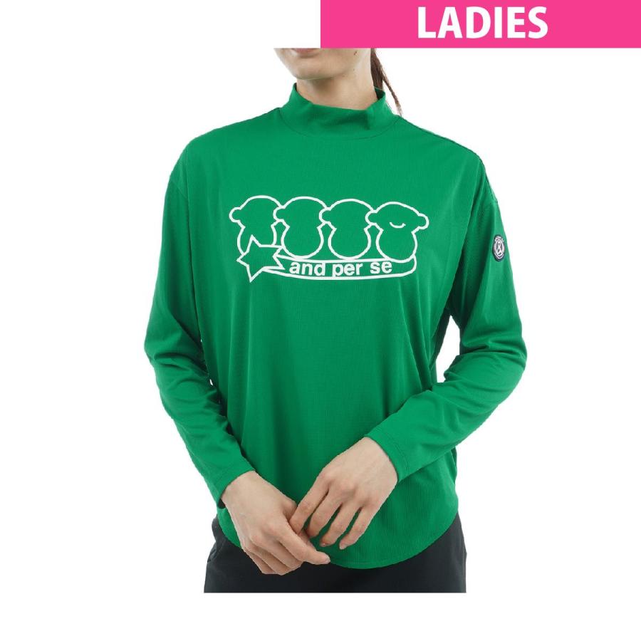 アンパスィ　and per se　ストレッチ ソルケア3Dモックネック長袖シャツ　レディス and per se（アンパスィ） ストレッチ ソルケア3Dモックネック長袖