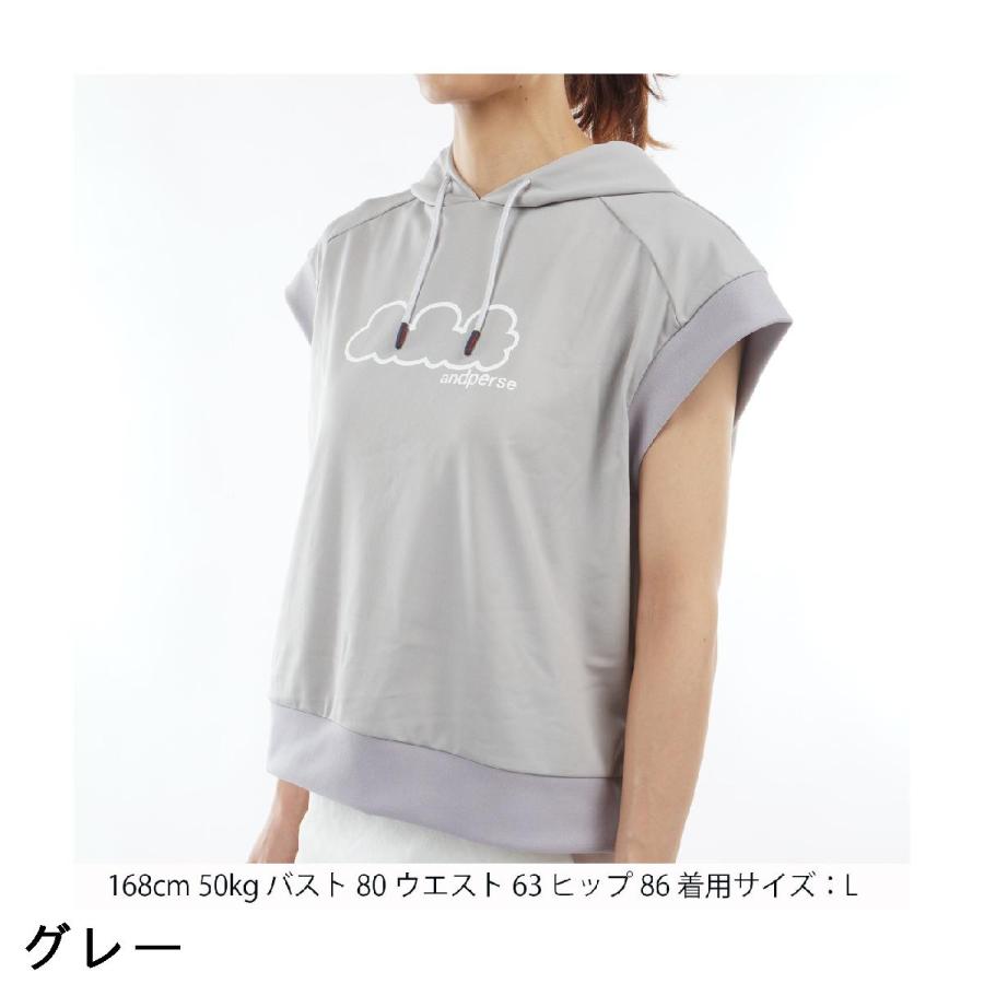 美品 and per se アンパスィ グレー スウェット M ゴルフウェア and per se（アンパスィ） ストレッチ エアロスウェット フード付き