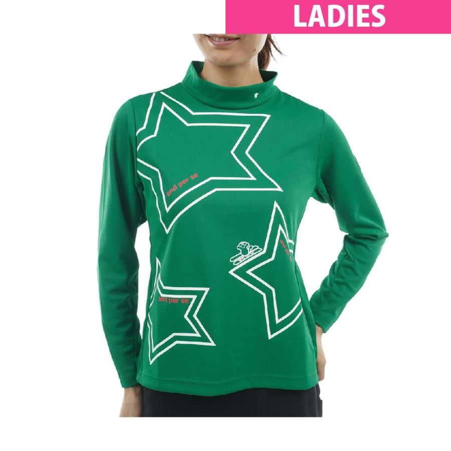 アンパスィ　and per se　ストレッチディンプル長袖モックネックシャツ　レディス and per se（アンパスィ） ストレッチディンプル長袖モックネック