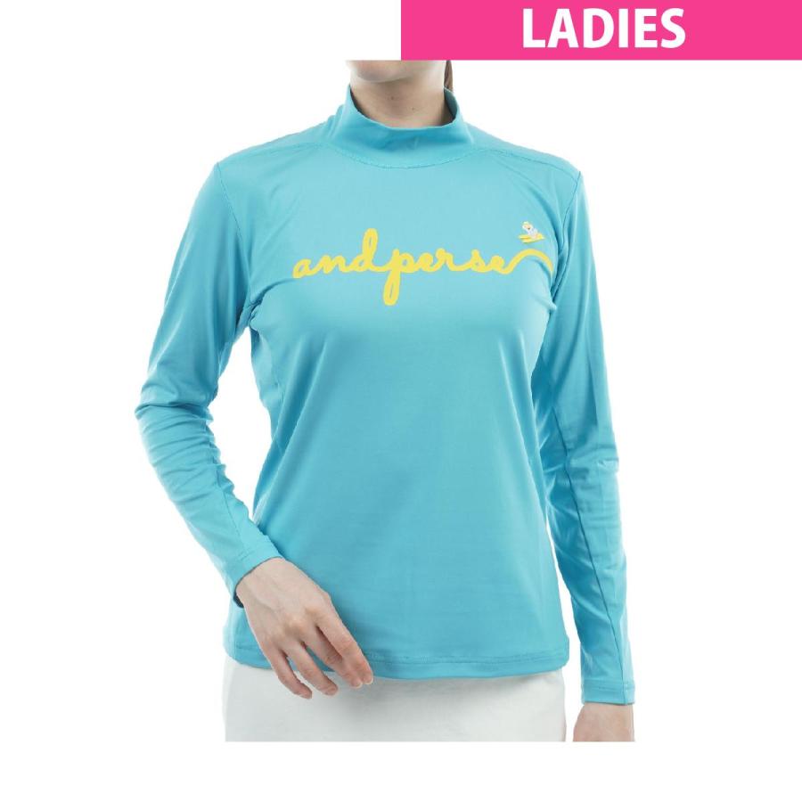 アンパスィ　and per se　ストレッチ マシュマロジャージー長袖モックネックシャツ　レディス and per se（アンパスィ） ストレッチ マシュマロジャージー長袖モック