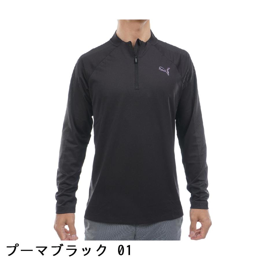 プーマ PUMA 長袖シャツ ハーフジップ ゴルフウェア ブラック Mサイズ PUMA（プーマ） シャドウキャット ハーフジップ モックネック長袖