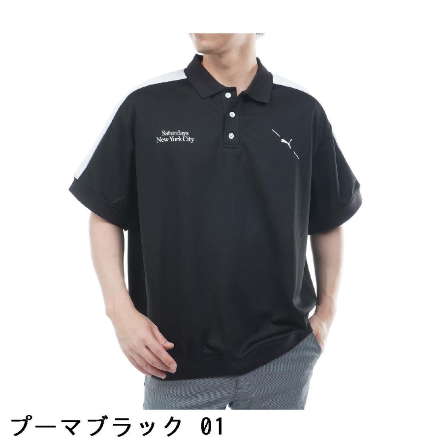 PUMA Saturdays New York City XL 黒ポロシャツ PUMA（プーマ） PUMA PUMA×Saturdays NYC ニット半袖ポロシャツ : GDO
