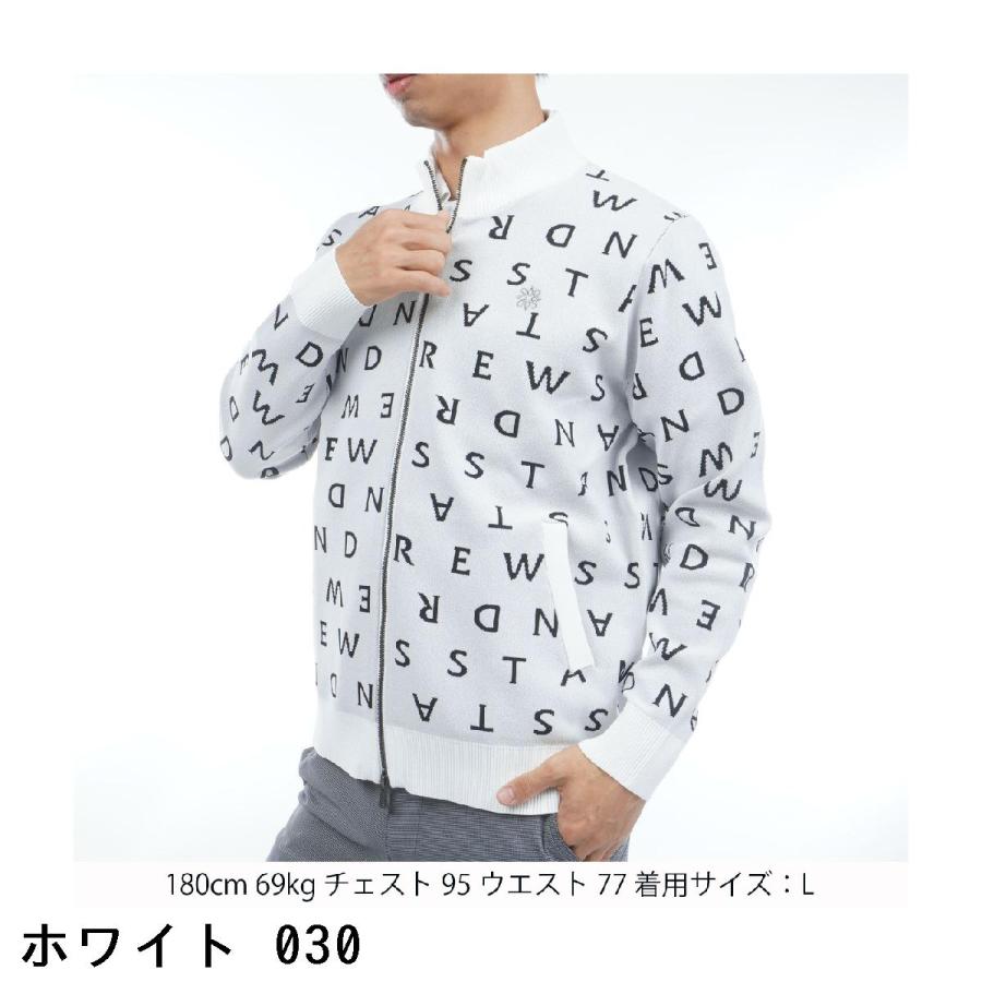 St ANDREWS セント・アンドリュース ロゴジャカードニットフルジップ