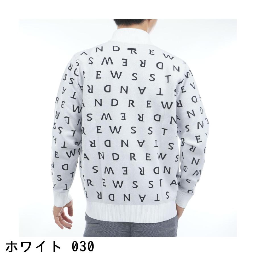 St ANDREWS セント・アンドリュース ロゴジャカードニットフルジップ