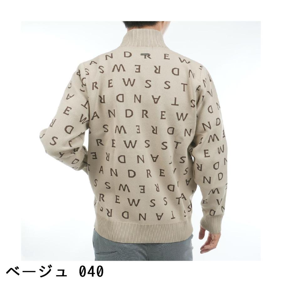 St ANDREWS セント・アンドリュース ロゴジャカードニットフルジップ