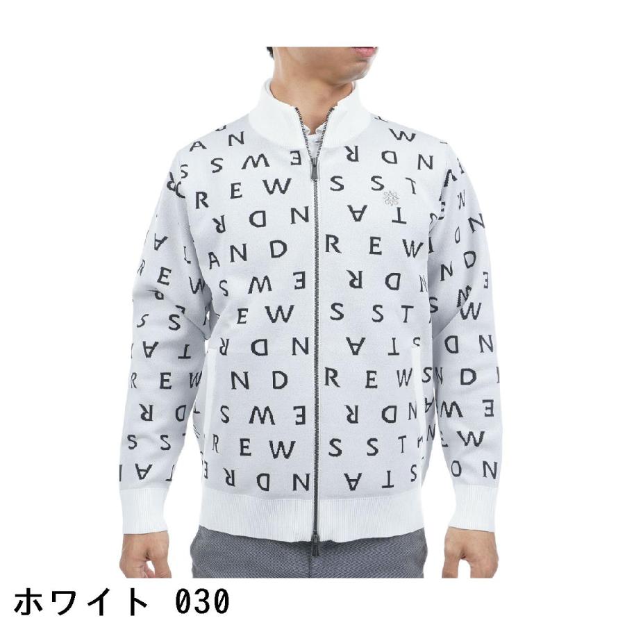 St ANDREWS セント・アンドリュース ロゴジャカードニットフルジップ