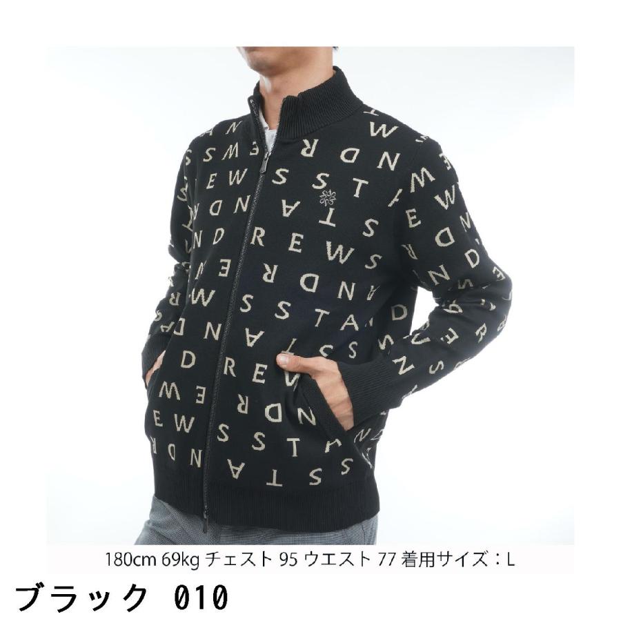 St ANDREWS セント・アンドリュース ロゴジャカードニットフルジップ