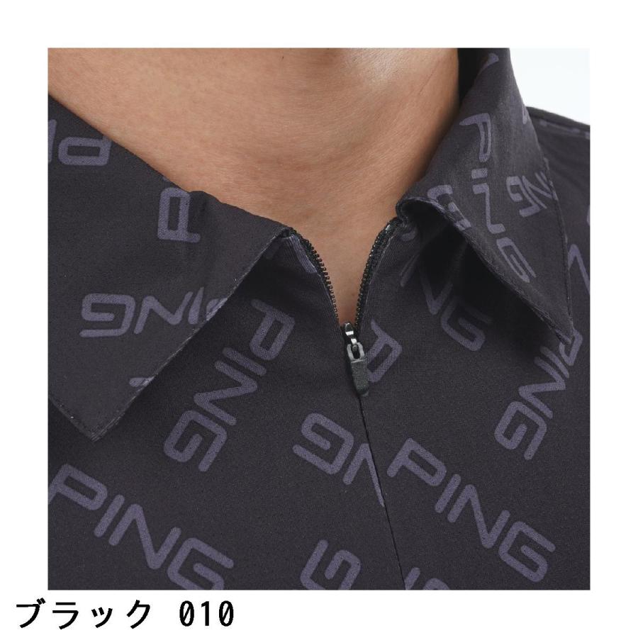 PING（ピン） ドットメッシュ ハーフジップ半袖ポロシャツ : GDOゴルフ