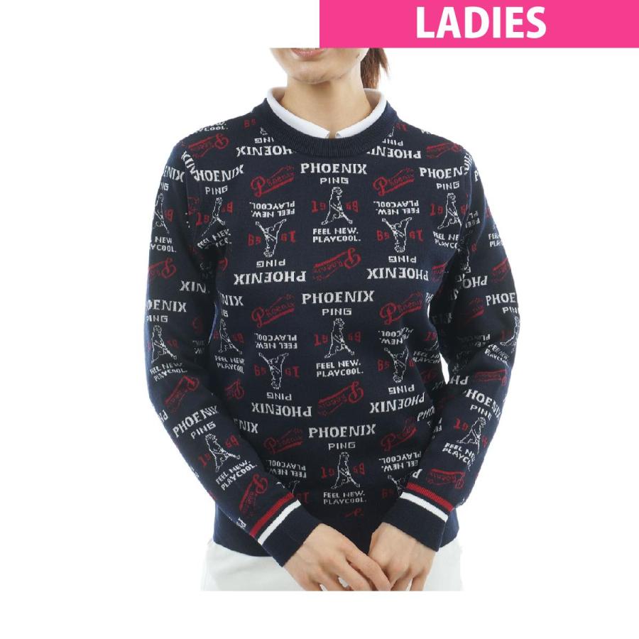 ピン　PING　総柄クルーネックセーター　レディス PING（ピン） 総柄クルーネックセーター レディス : GDOゴルフショップ
