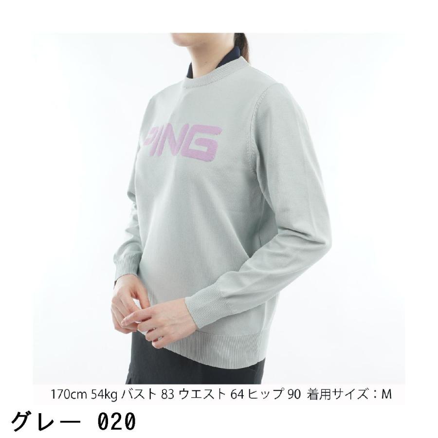新品 PING ピン クルーネックニット セーター Mr.PINGロゴ グレー PING（ピン） PING 10カラー クルーネックセーター レディス : GDO