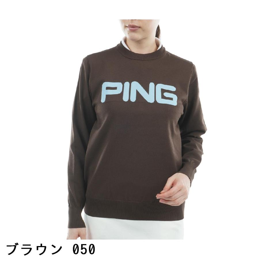 新品 PING ピン クルーネックニット セーター Mr.PINGロゴ グレー PING（ピン） PING Mr.PING USA クルーネックセーター レディス : GDO