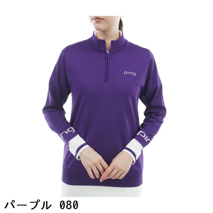 ピン　PING　ハーフジップ 袖ロゴジャカードセーター　レディス PING（ピン） ハーフジップ 袖ロゴジャカードセーター レディス : GDO