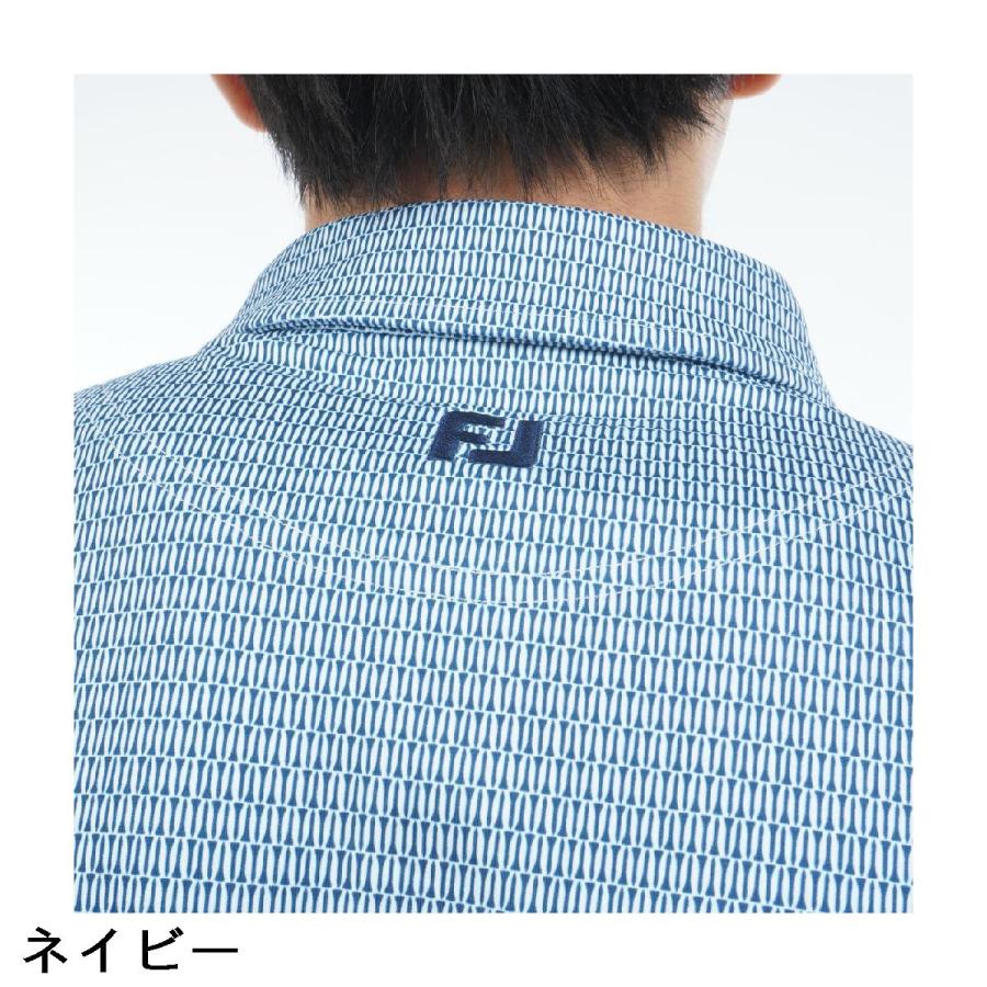フットジョイ　Foot Joy　ストレッチ ティープリント 裏起毛長袖ポロシャツ FootJoy（フットジョイ） ストレッチ ティープリント 裏起毛長袖