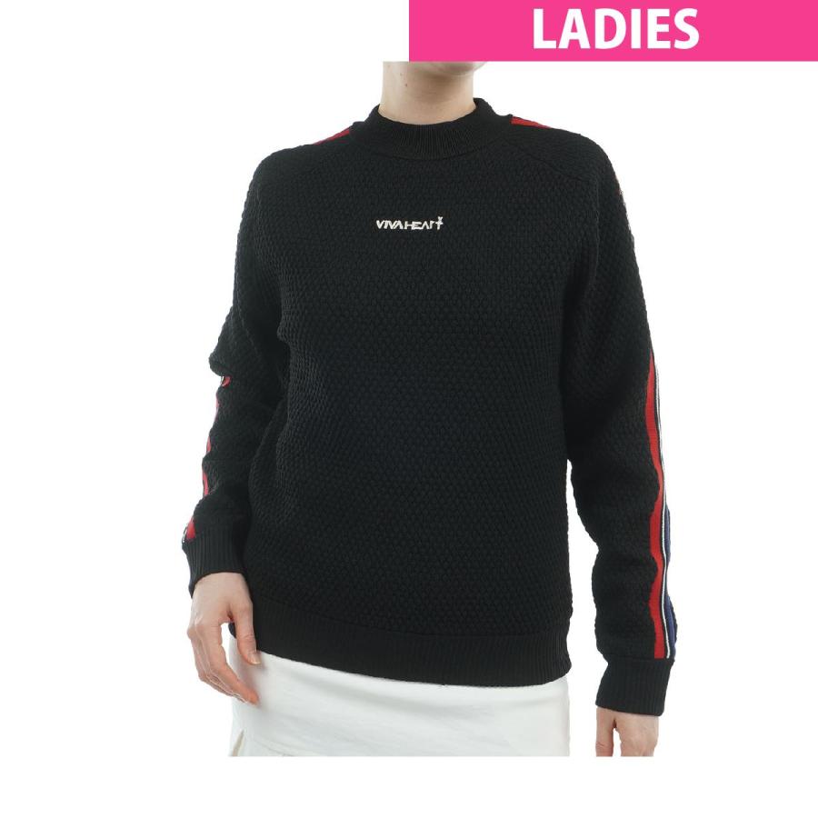 ビバハート　VIVA HEART　裏地付き 配色ライン プルオーバーセーター　レディス VIVA HEART（ビバハート） 裏地付き 配色ライン プルオーバーセーター