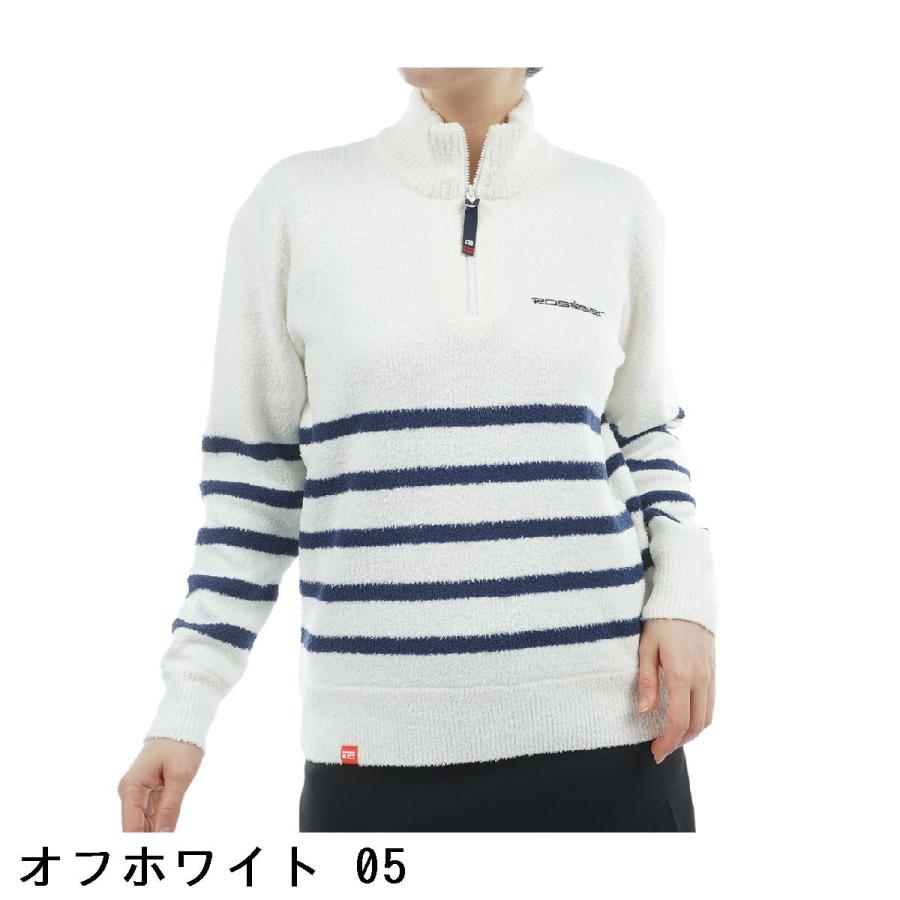 ロサーセン ROSASEN モールニット ボーダー ハーフジップハイネックセーター レディスの画像