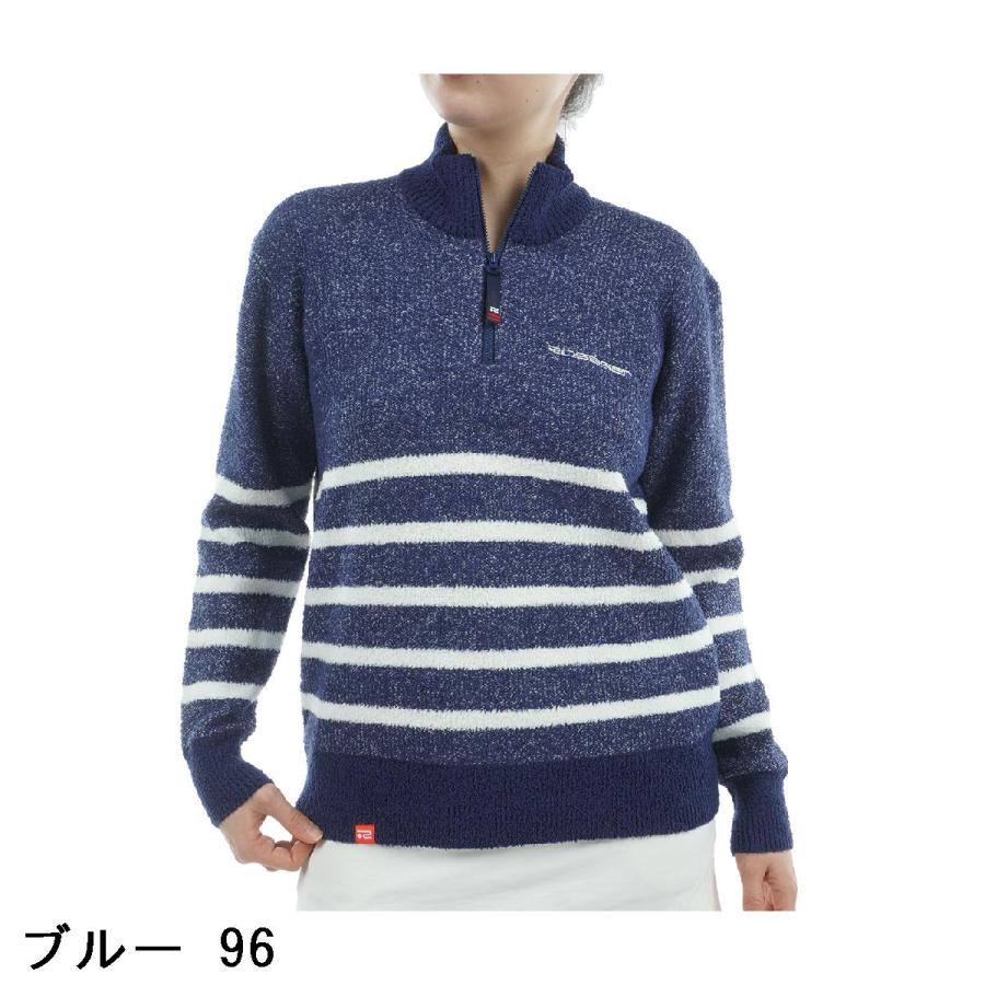 ロサーセン ROSASEN モールニット ボーダー ハーフジップハイネックセーター レディスの画像