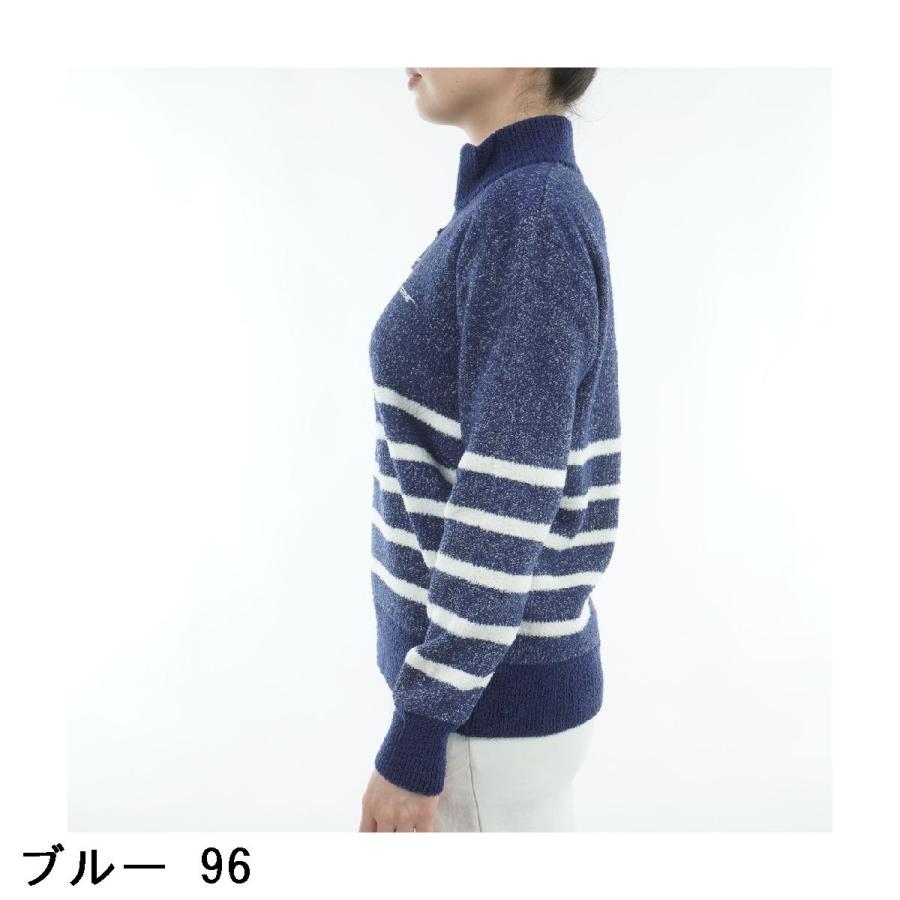 ロサーセン ROSASEN モールニット ボーダー ハーフジップハイネックセーター レディスの画像