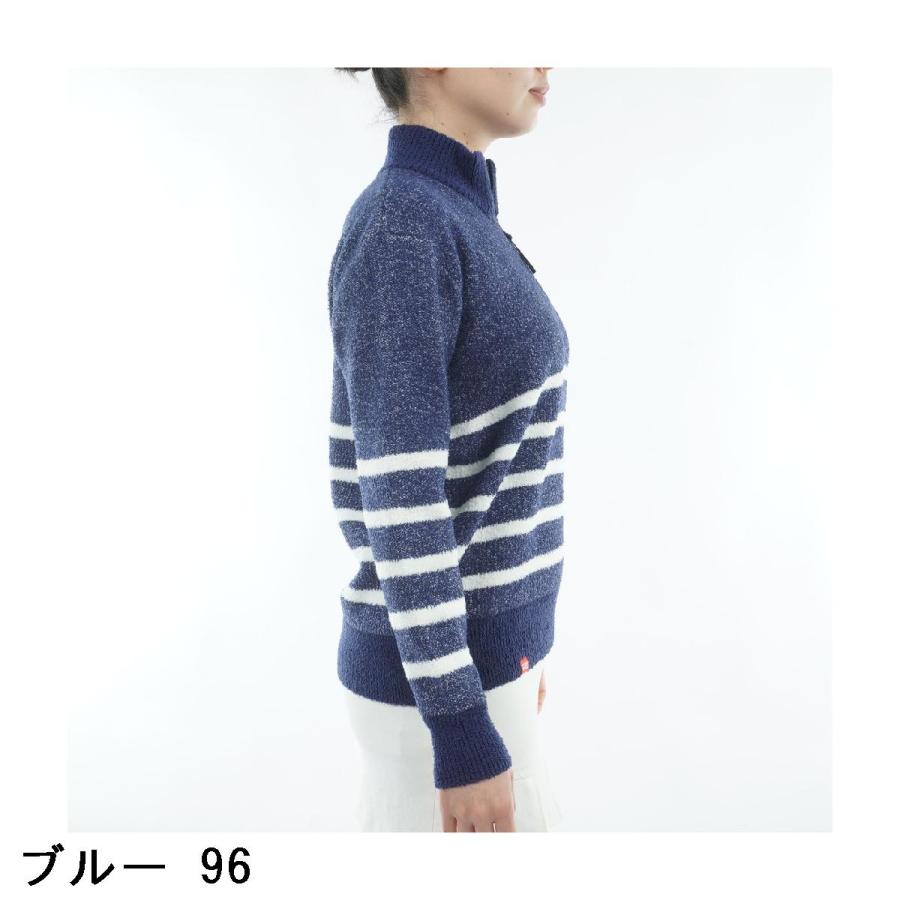 ロサーセン ROSASEN モールニット ボーダー ハーフジップハイネックセーター レディスの画像