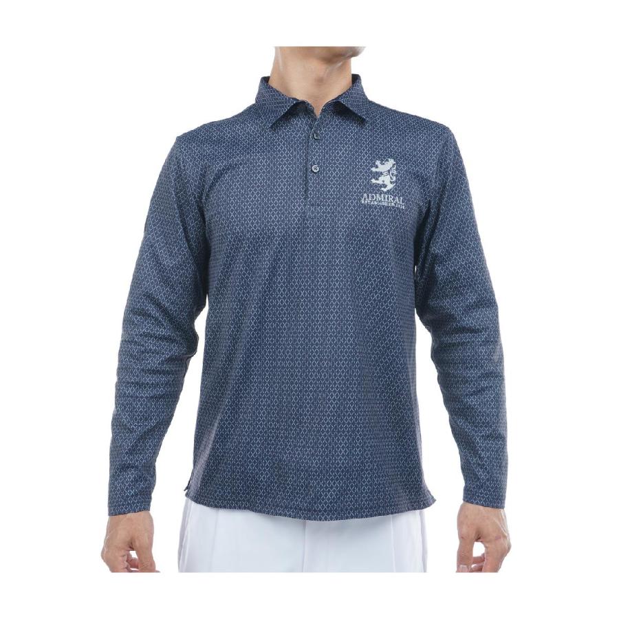 アドミラル　Admiral　ストレッチ 小紋柄 裏起毛長袖ポロシャツ Admiral（アドミラル） ストレッチ 小紋柄 裏起毛長袖ポロシャツ : GDO