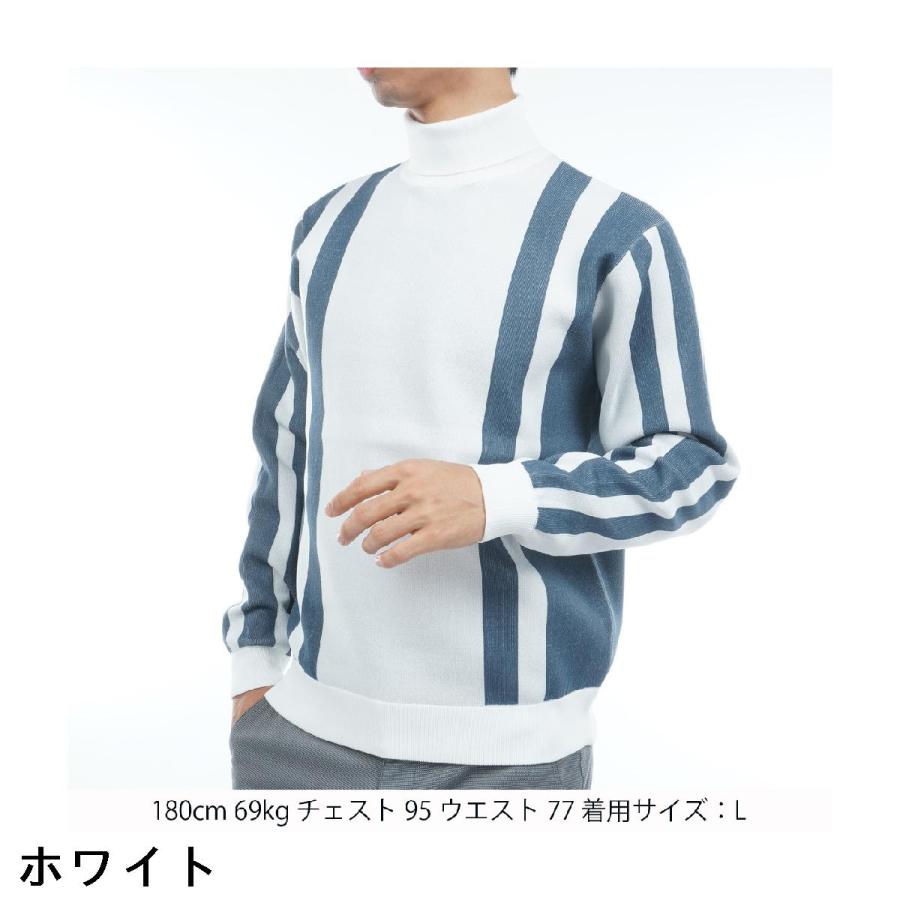 FIDRA（フィドラ） ストレッチ 変形ストライプモックネックセーター