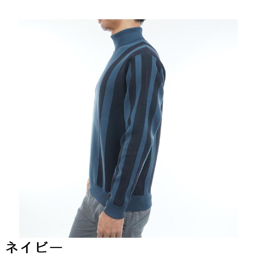 フィドラ　FIDRA　ストレッチ 変形ストライプモックネックセーター FIDRA（フィドラ） ストレッチ 変形ストライプモックネックセーター