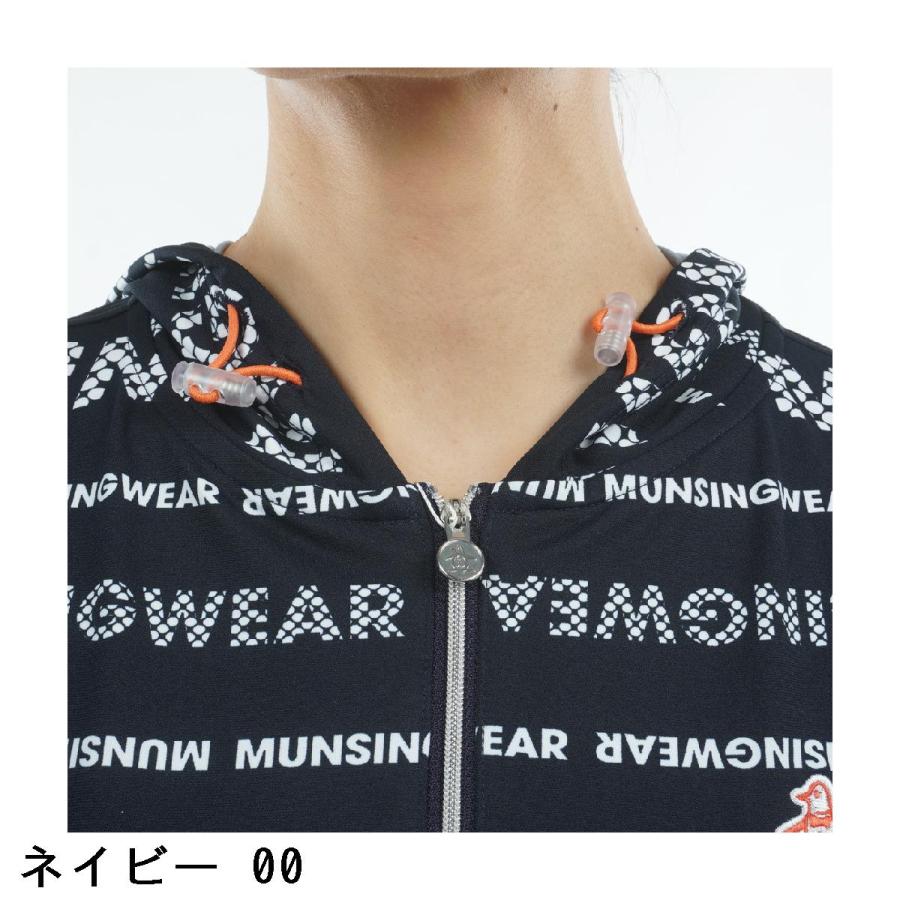 マンシングウェア　Munsingwear　Sunscreen NIR ストレッチ ロゴストライプフーディー半袖シャツ　レディス Munsingwear（マンシングウェア） Munsingwear Sunscreen NIR