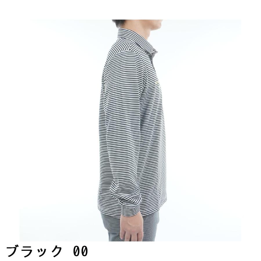 新品マンシングウェア ストレッチ ボーダー台衿付き長袖ポロシャツL Munsingwear（マンシングウェア） ストレッチ ボーダー台衿付き長袖