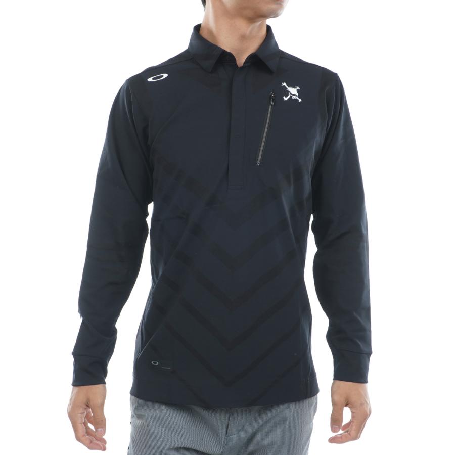 オークリー　OAKLEY　スカル ストレッチ CUNNINGLY ジャカード長袖ポロシャツ OAKLEY（オークリー） スカル ストレッチ CUNNINGLY ジャカード長袖