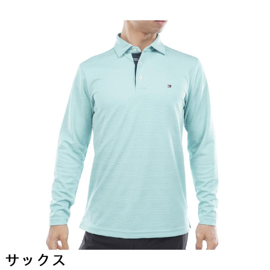 トミー ヒルフィガー ゴルフ　  GOLF　ストレッチ ロゴジャカード 台衿付き長袖ポロシャツ TOMMY HILFIGER（トミー・ヒルフィガー） トミー ヒルフィガー ゴルフ