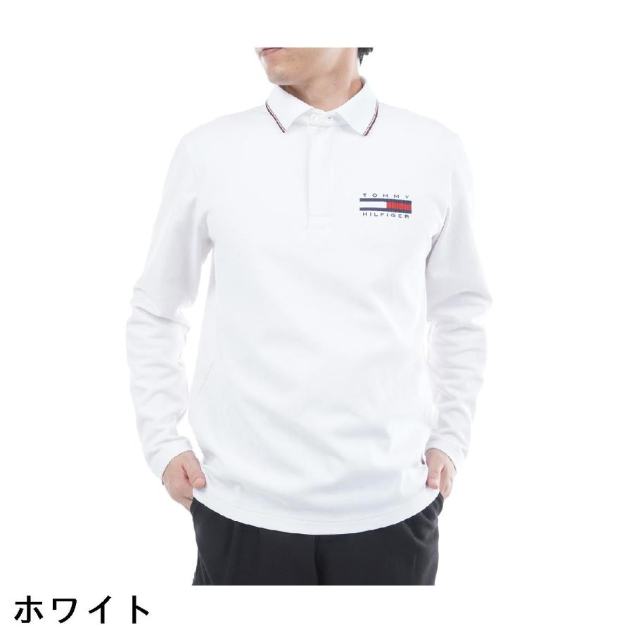 長袖ジップアップポロシャツ【M寸】ホワイト トミーヒルフィガーthma580 3点でさらに10％OFF】ロングスリーブジップアップポロシャツ | トミー