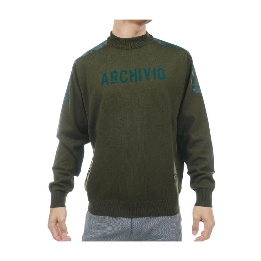 アルチビオ　ウール混長袖プルオーバー　春ニット archivio（アルチビオ） ウール混肩切替ロゴプルオーバーセーター