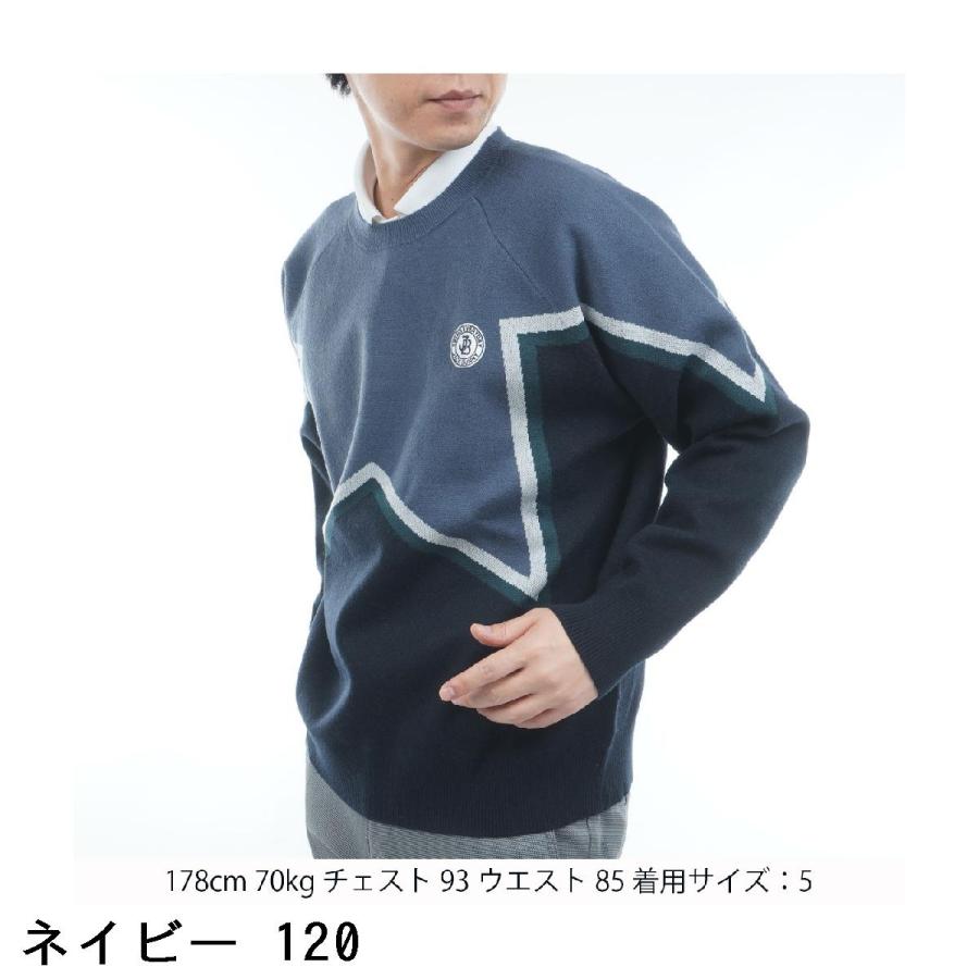 Jack Bunny 春物クルーネックゴルフセーター ☆美品☆日本製 Jack Bunny!!（ジャックバニー） ダブルジャカード クルーネック
