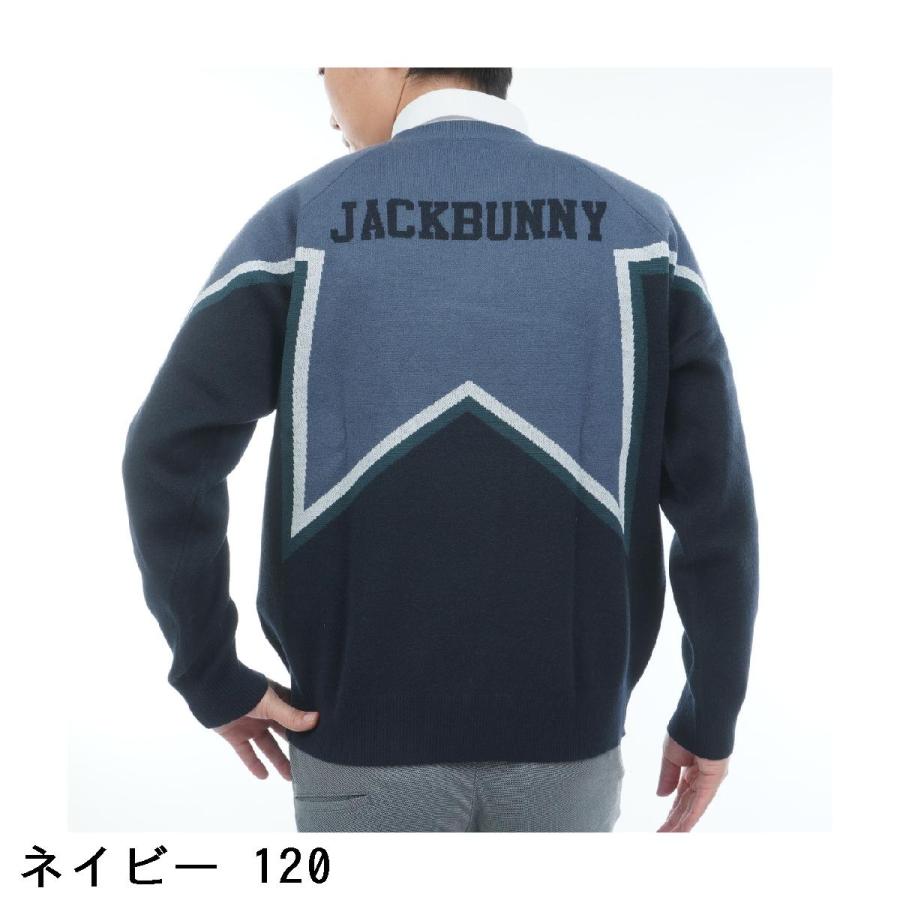 Jack Bunny 春物クルーネックゴルフセーター ☆美品☆日本製 Jack Bunny!!（ジャックバニー） ダブルジャカード クルーネック