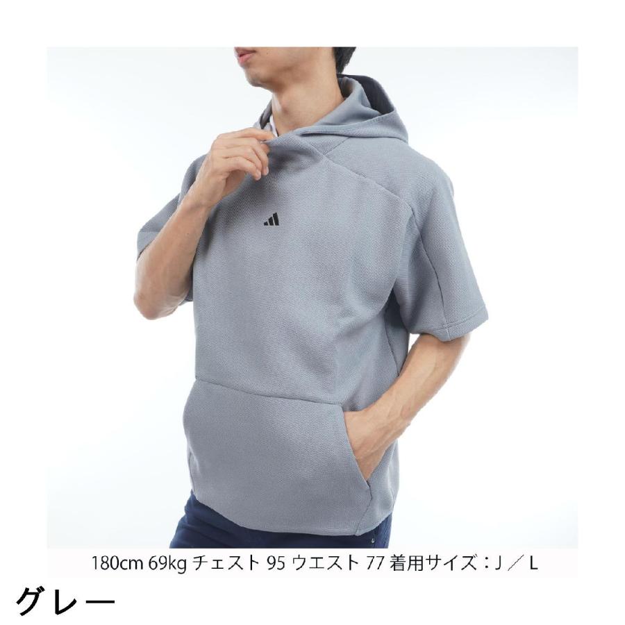 adidas（アディダス） ストレッチ スウェット 半袖フーディー : GDO