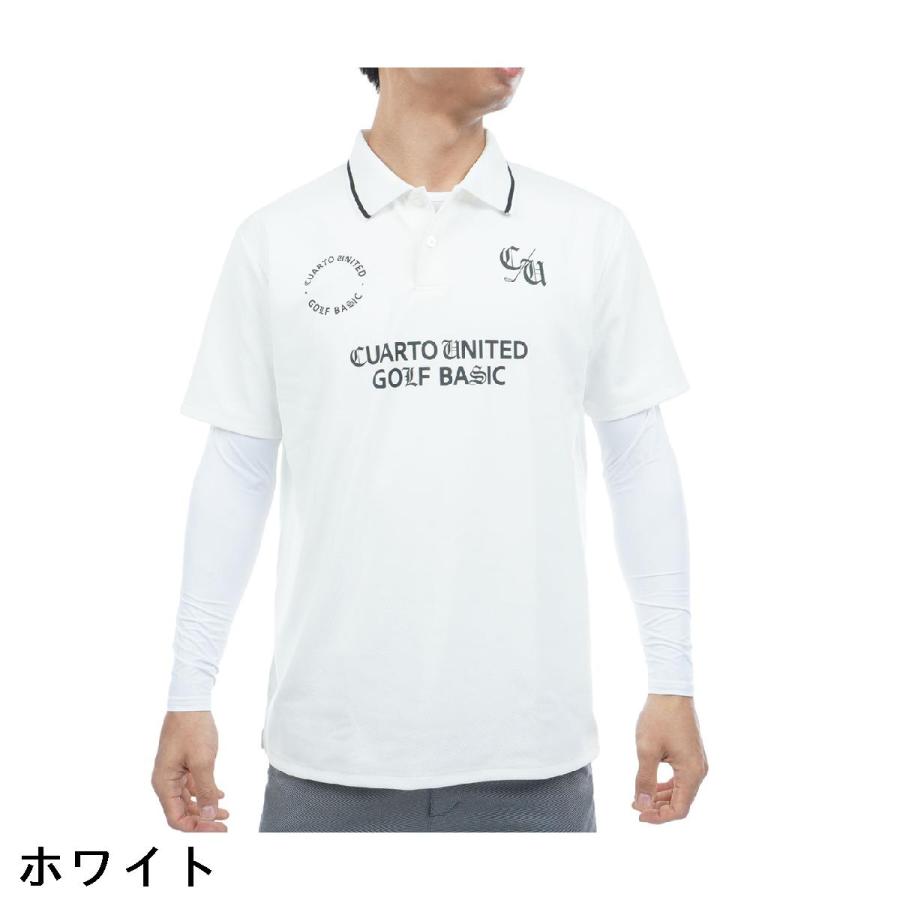 クアルトユナイテッド CUARTO UNITED 長袖インナーシャツ付き ストレッチ ロゴ半袖ポロシャツの画像
