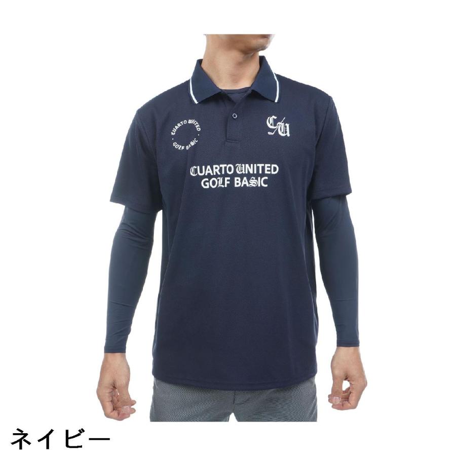 クアルトユナイテッド CUARTO UNITED 長袖インナーシャツ付き ストレッチ ロゴ半袖ポロシャツの画像