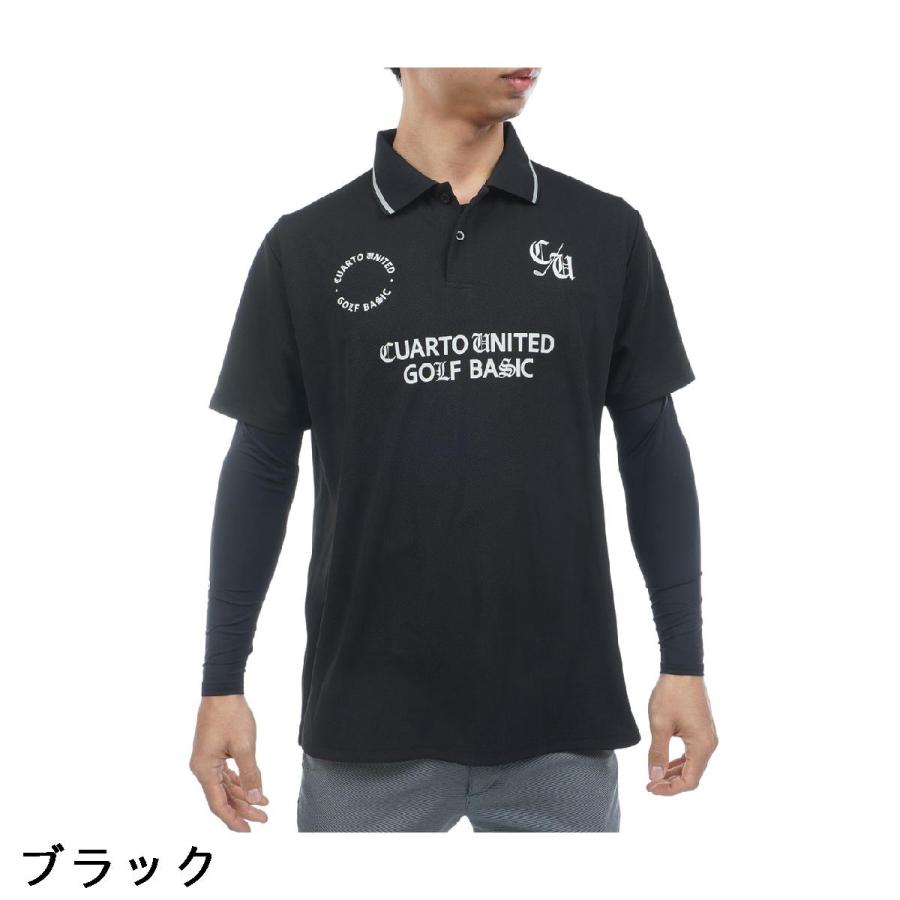 クアルトユナイテッド CUARTO UNITED 長袖インナーシャツ付き ストレッチ ロゴ半袖ポロシャツの画像