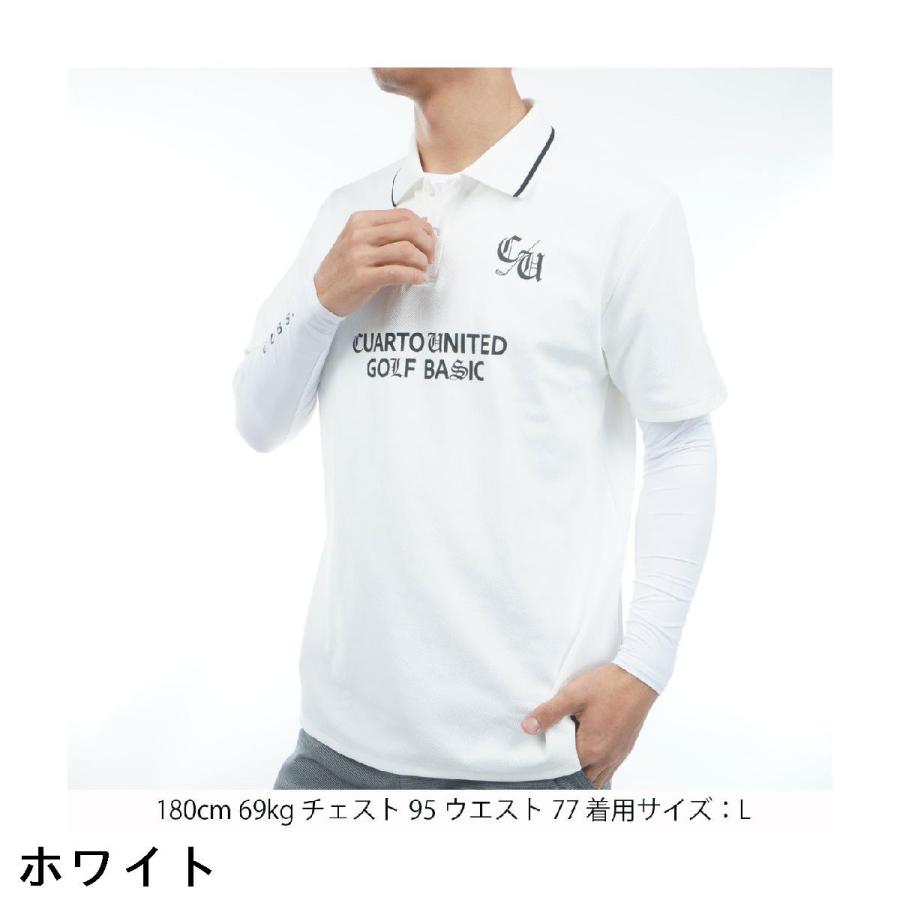 クアルトユナイテッド CUARTO UNITED 長袖インナーシャツ付き ストレッチ ロゴ半袖ポロシャツの画像