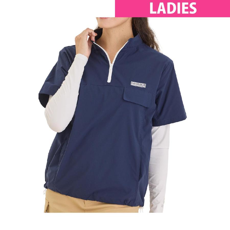 デルソルゴルフ　DELSOL GOLF　スタンドカラー襟 ハーフジップ半袖プルオーバー　レディス デルソルゴルフ DELSOL GOLF スタンドカラー襟 ハーフジップ半袖プル